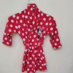D- Disney Red and White Polka Dot Kids Pajama Robe
